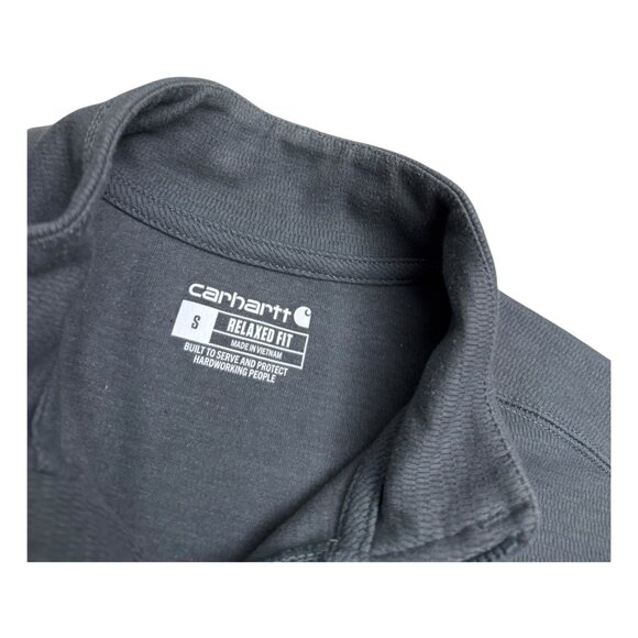 CARHARTT Relaxed Fit Quarter Zip Grey-Green Work Long Sleeve Sweater Mens Small - Picture 2 of 5